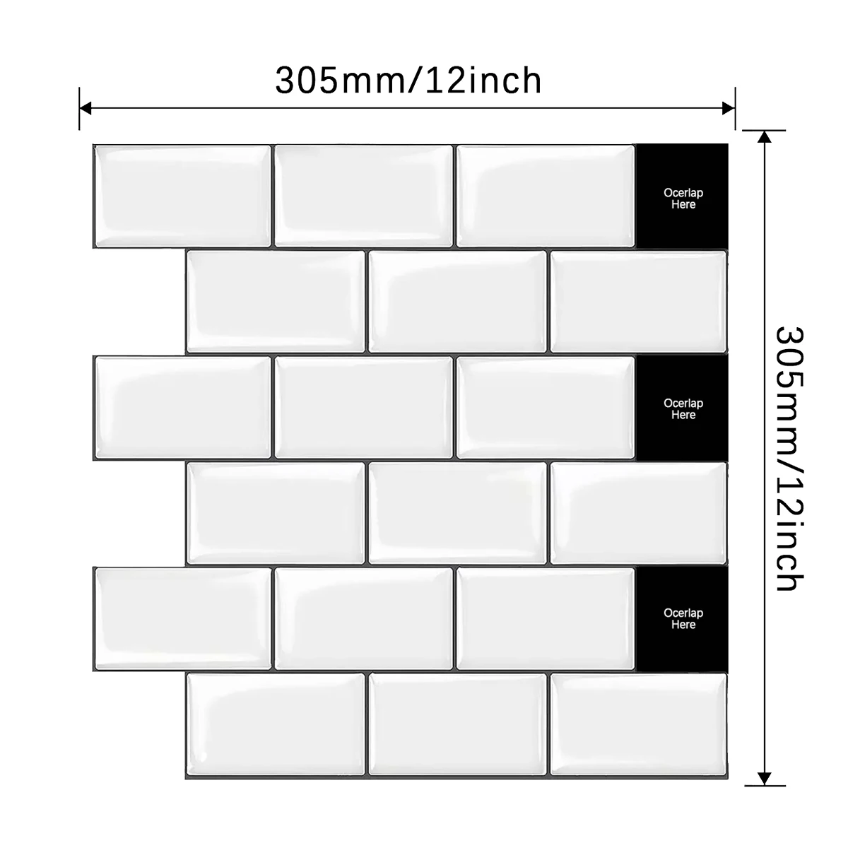 Subway Tile White Backsplash Waterproof Sticker for Bathrooms Tiles Wall Cover Self Adhesive Peel and Stick