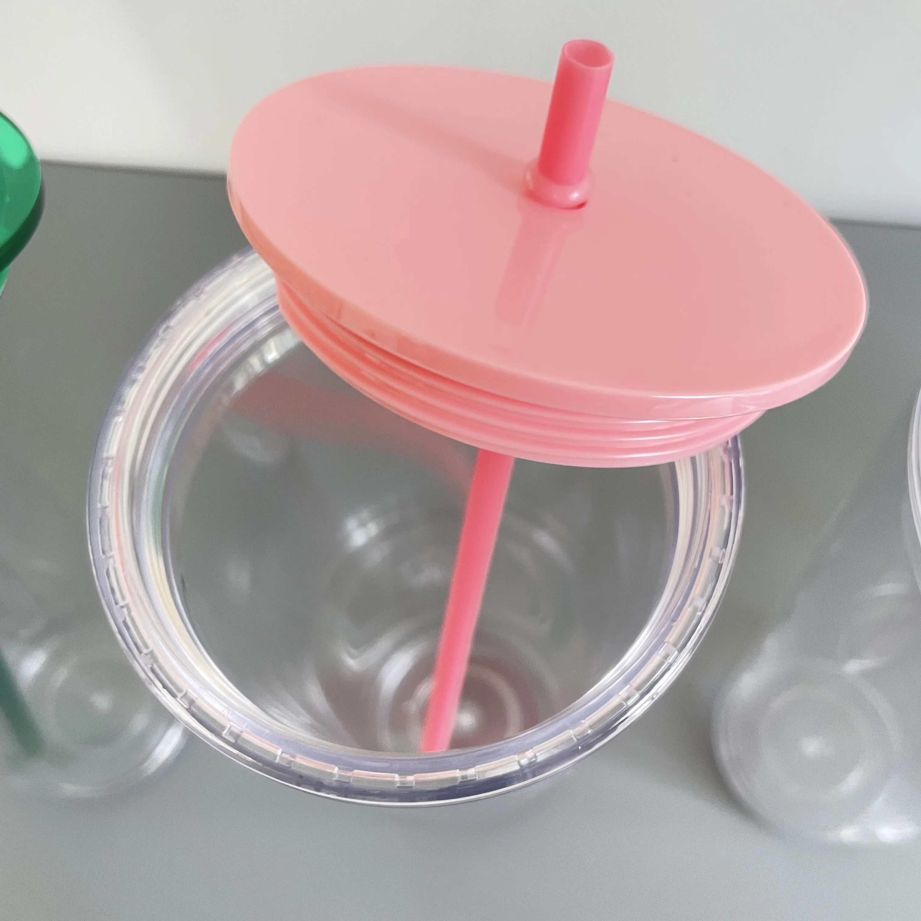 US warehouse free shipping sublimation blanks 24oz snow globe cup double walled plastic cups snowglobe tumbler cup With Straw