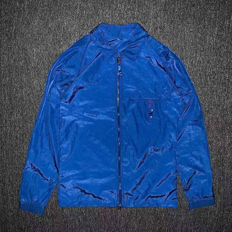 Embroider logo Stone loose casual shirt Island men women metal nylon reflective waterproof reversible shirt jacket