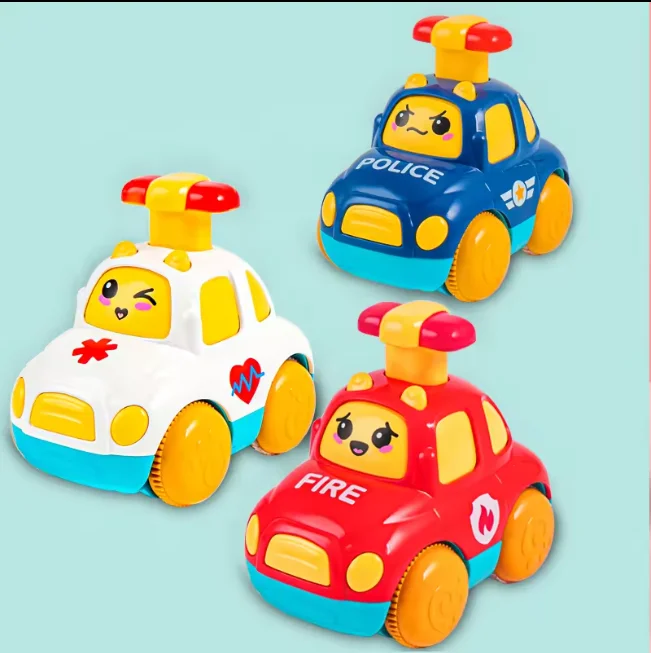 Kids Toys Full Function City Service Electric Toy Cars For Kids Police Cars Plastic Cartoon Toy Inertial Pull back Press Car