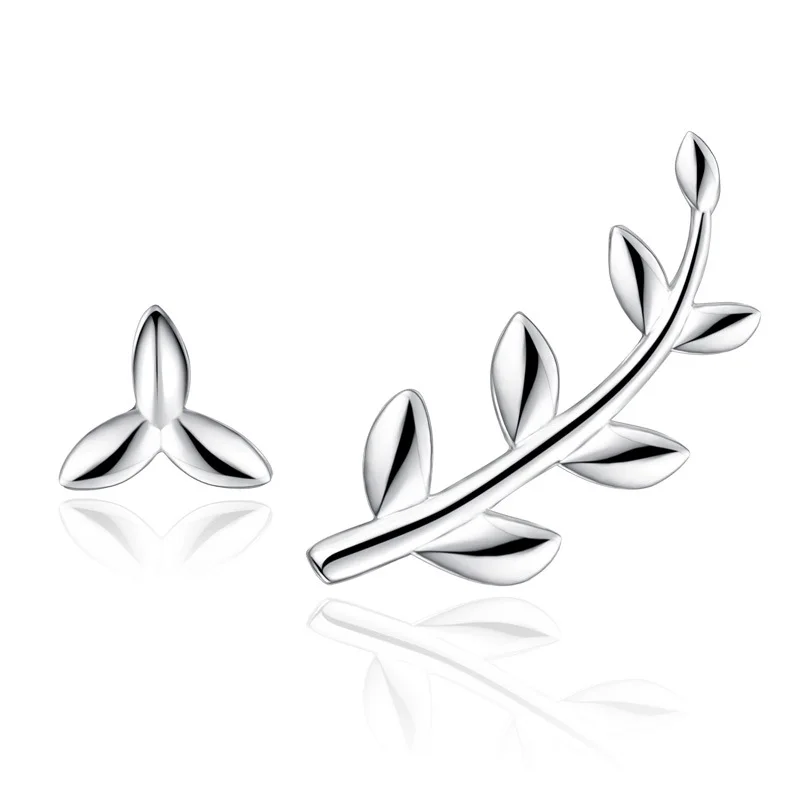 Ladies Evening Asymmetric Leaf Stud Earrings