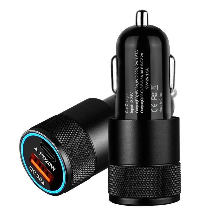 Wholesale High Quality Pd Car Charger Fast Charging Usb Typ-C Car Outlet Qc 3.0 Charger Pd 20w