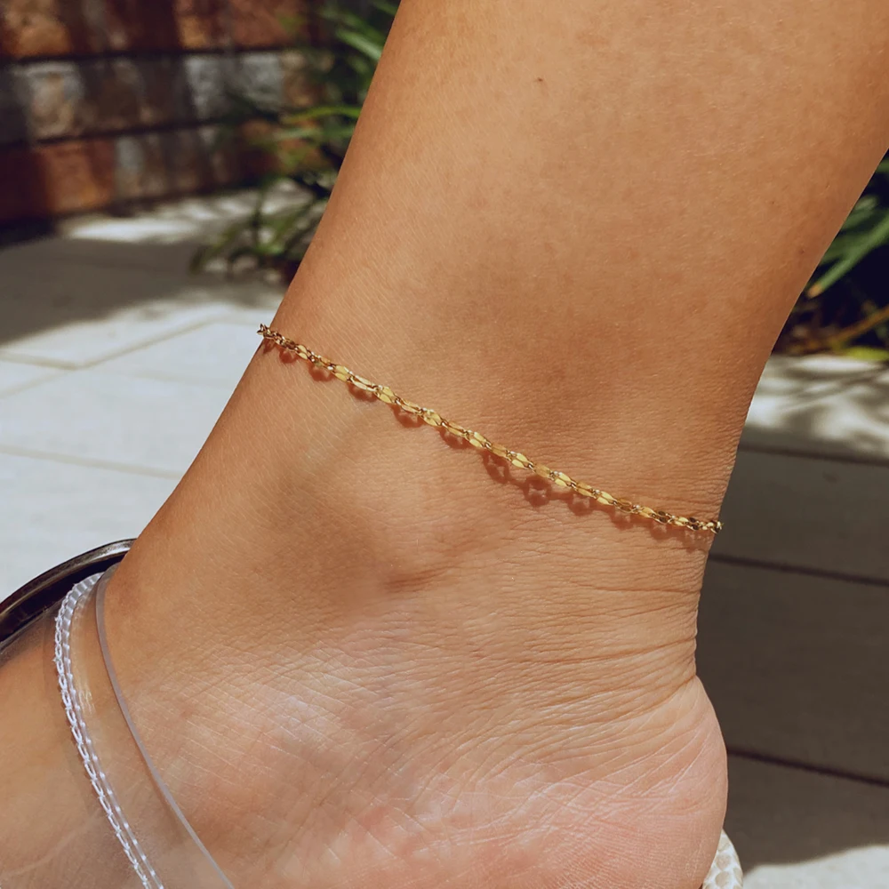 Cheap Wholesale  Adjustable Stainless Steel Gold  Lip Shape  Chain Anklets For Women