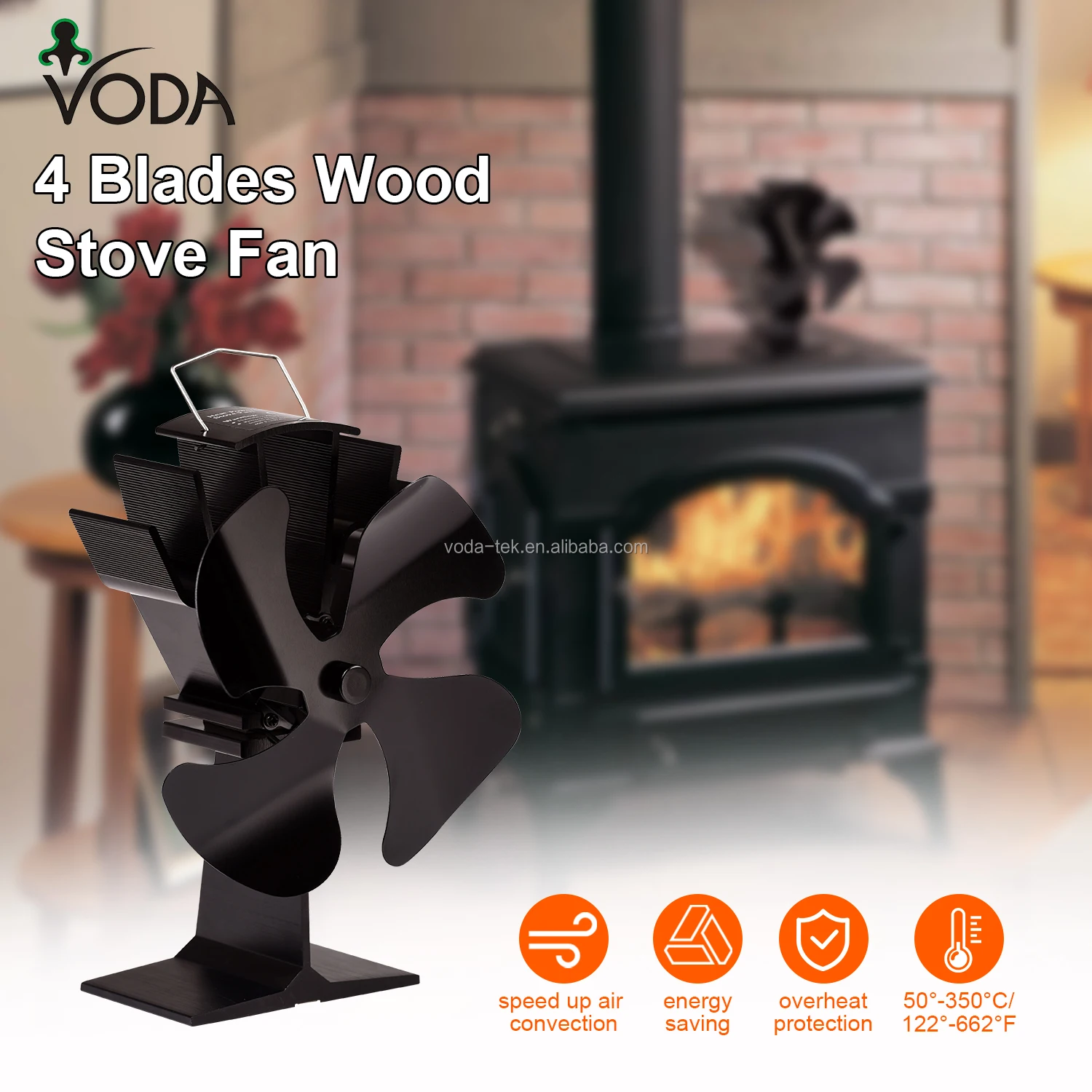 Heat Powered Wood Burning Stove Fan European Style Freestanding Fireplace Stove Fan