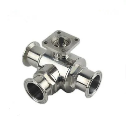 sanitary 3 way ball valve with platform