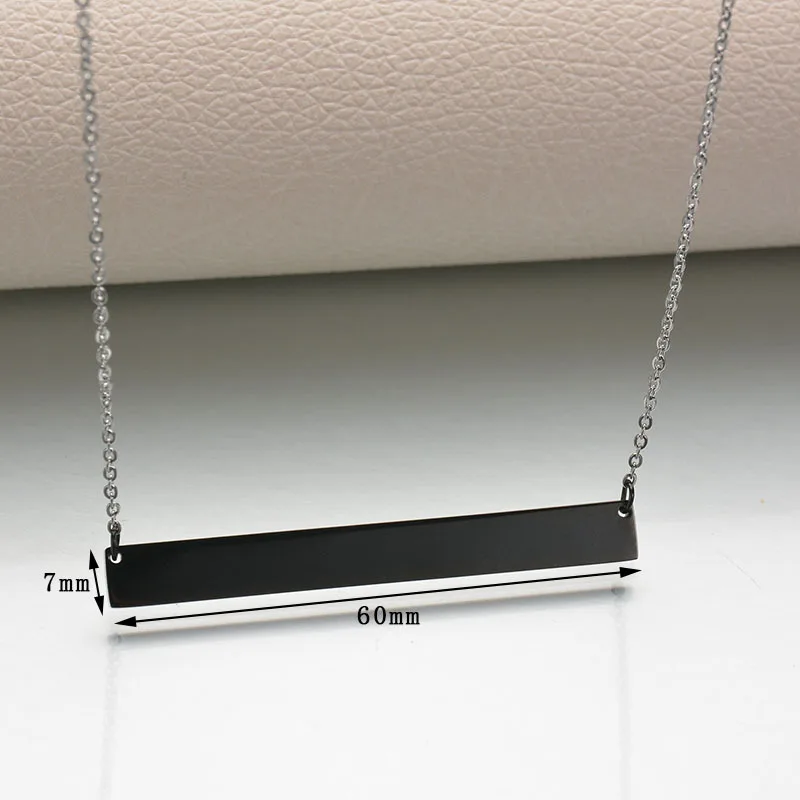 DIY personality nameplate gold plated stainless steel custom name logo rectangle bar pendant choker necklace
