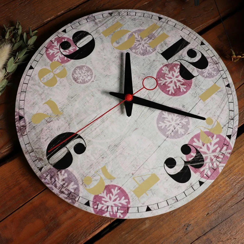 30cm Silent Battery Operated Farmhouse wall cloks Wooden Round Vintage Home Decor mdf Wall Clock