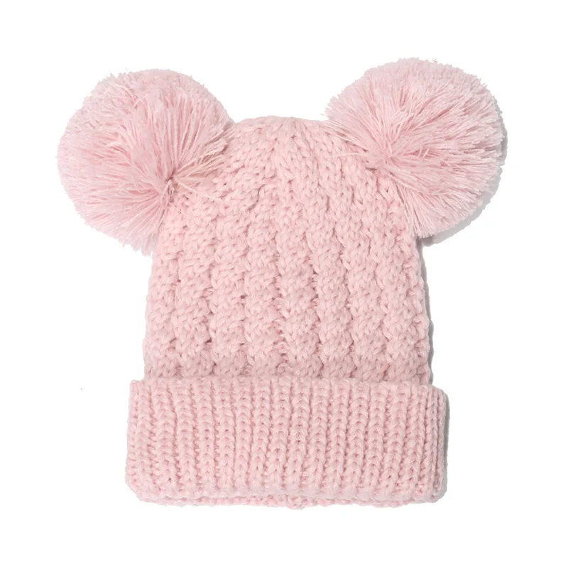 Wholesale kids beanies knit cap hats winter beanie hat with pom warm bobble hats knitted beanie
