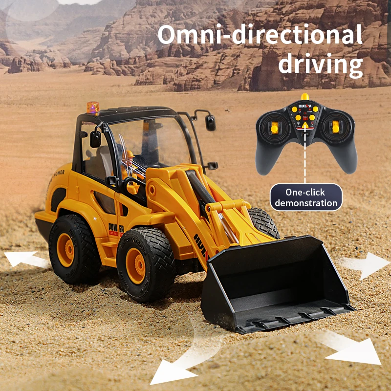 HUINA 1518 Metal Construction Dozer Truck 2.4G 1/24 9CH Auto-Demo RC Loader Bulldozer Remote Control Engineering Car USB Cable