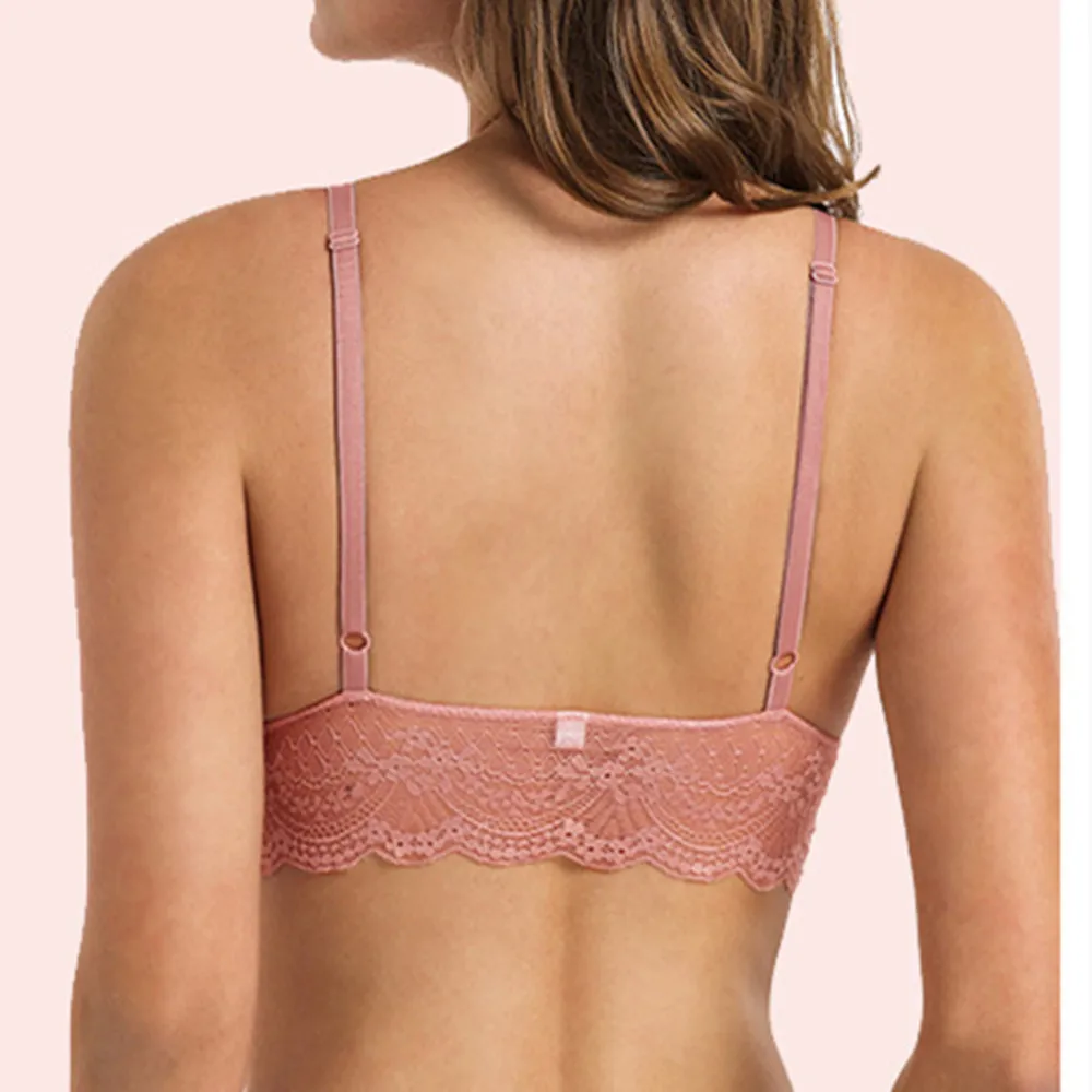 Wholesale seamless deep V lace girl ladies bra wireless thin underwear sexy lingerie bras for women