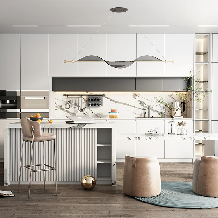 SANTOPOVA Pantry Design Custom Fiberglass Imported Acrylic Modern Commercial Melamine Kitchen Cabinet From China