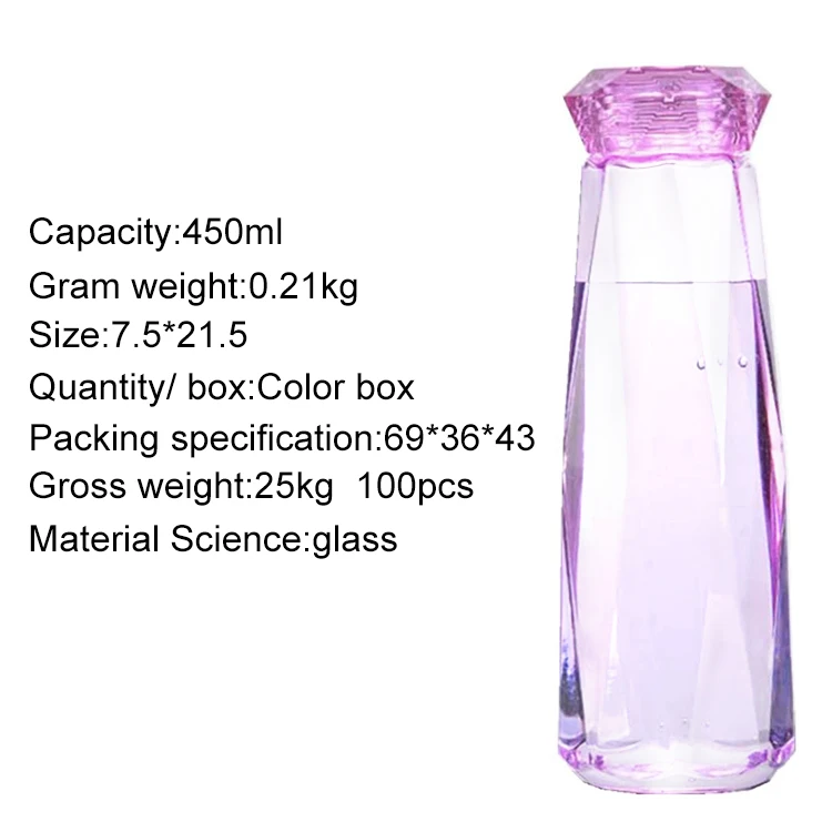 GXP Hot Sell Crystal diamond cup glass water cup Custom Water Bottle with Crystal Shape