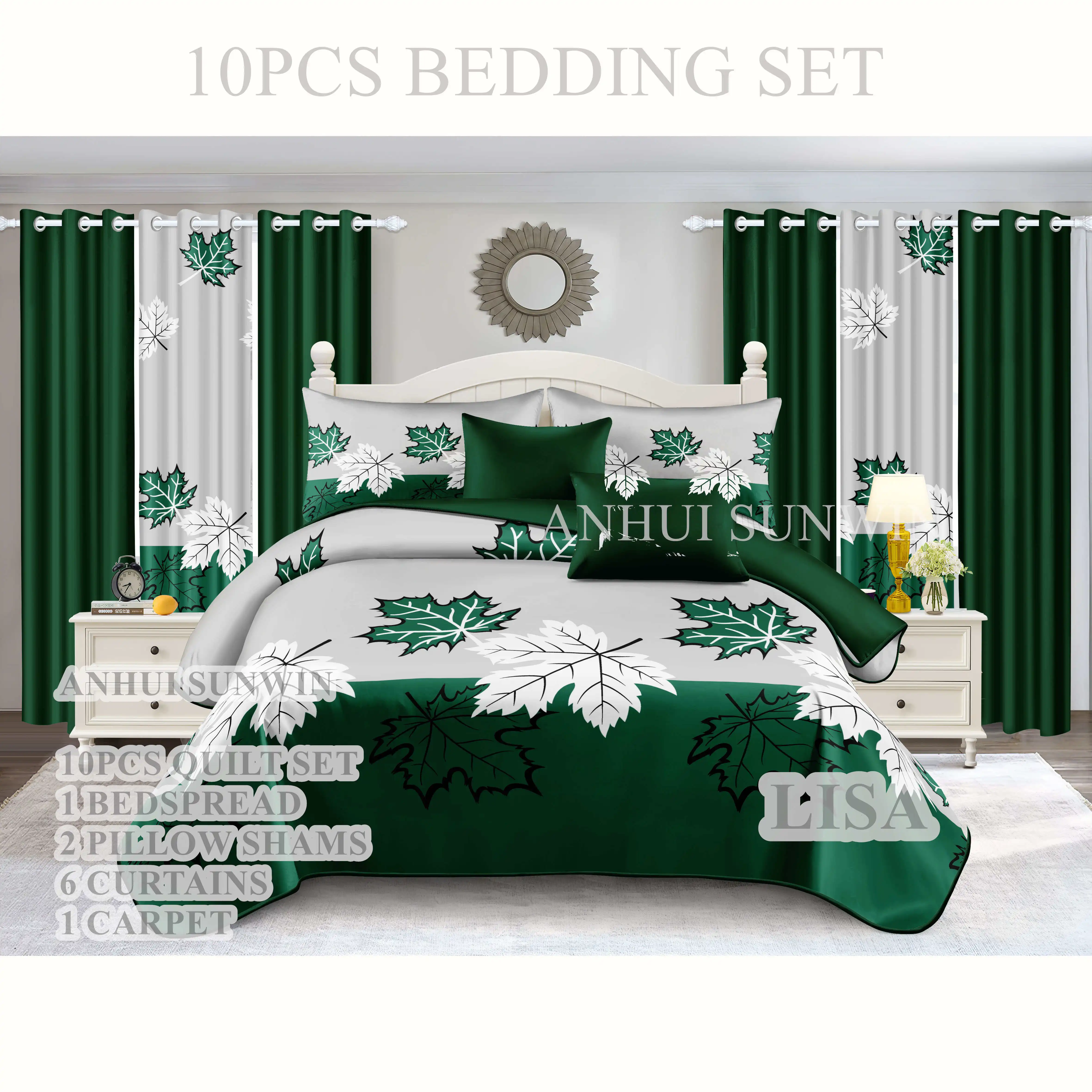 10pcs bedsheet set cotton touch king size curtains and bedsheets quilt bedding set bedsheets curtain and the pillowcase sets