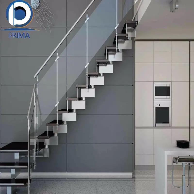 PRIMA Cheap Price Modern Floating Staircase/hidden Cantilever Stairs/enter Wall Type Stair With Glass Step