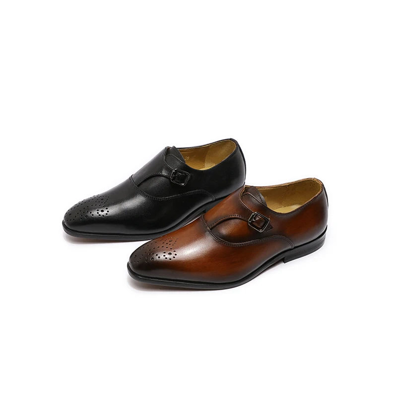 Модные праздничные/вечерние/свадебные детские кожаные повседневные туфли на ремешке с пряжкой для мальчиков