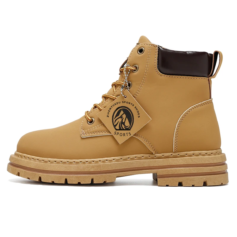 Wholesale classic leather martin boots Walking Leather Casual Shoes Men Casual Shoes For Men Yellow Boots