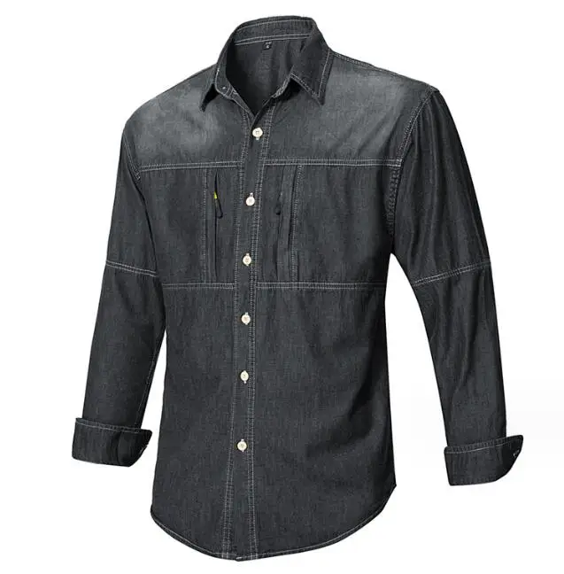 New Design Big Size Men Casual Long Sleeve Man jeans Denim Shirt  Cotton Fashion Streetwear Jean Shirt