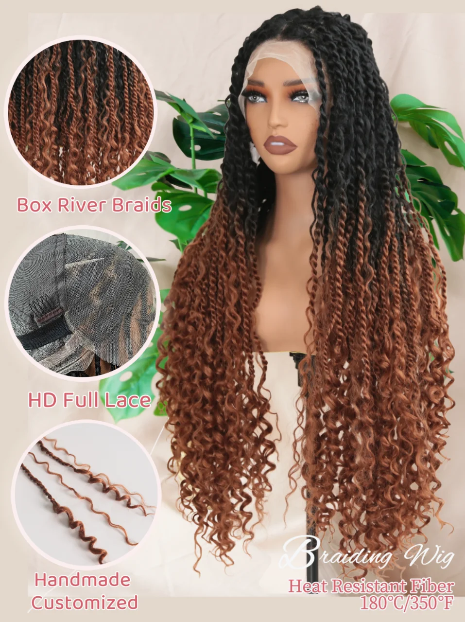 KEMY HAIR Braided Synthetic Full Lace Wigs Braded Twist RIver HD Lace Front Wholesale Braiding Wig Heat Resistant Fibre Wigs