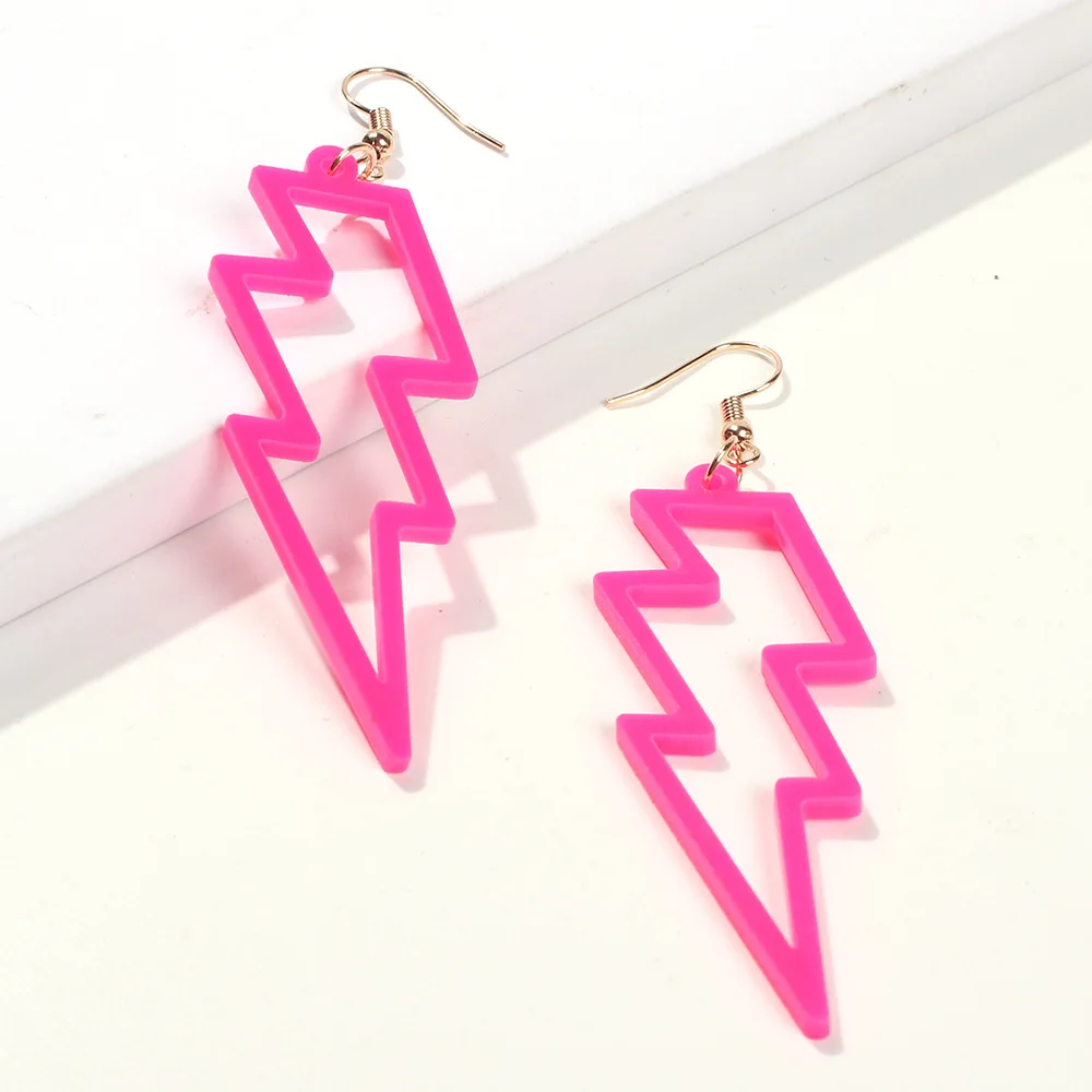 2019 New Europe Style Lightning Type Earrings Fluorescent Color Resin Earrings