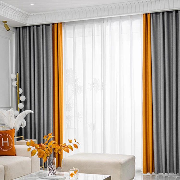 Wholesale pure color  style polyester gauze  linen curtains