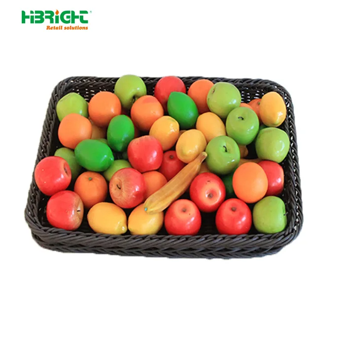 PE plastic wicker rattan fruit display round promotion basket