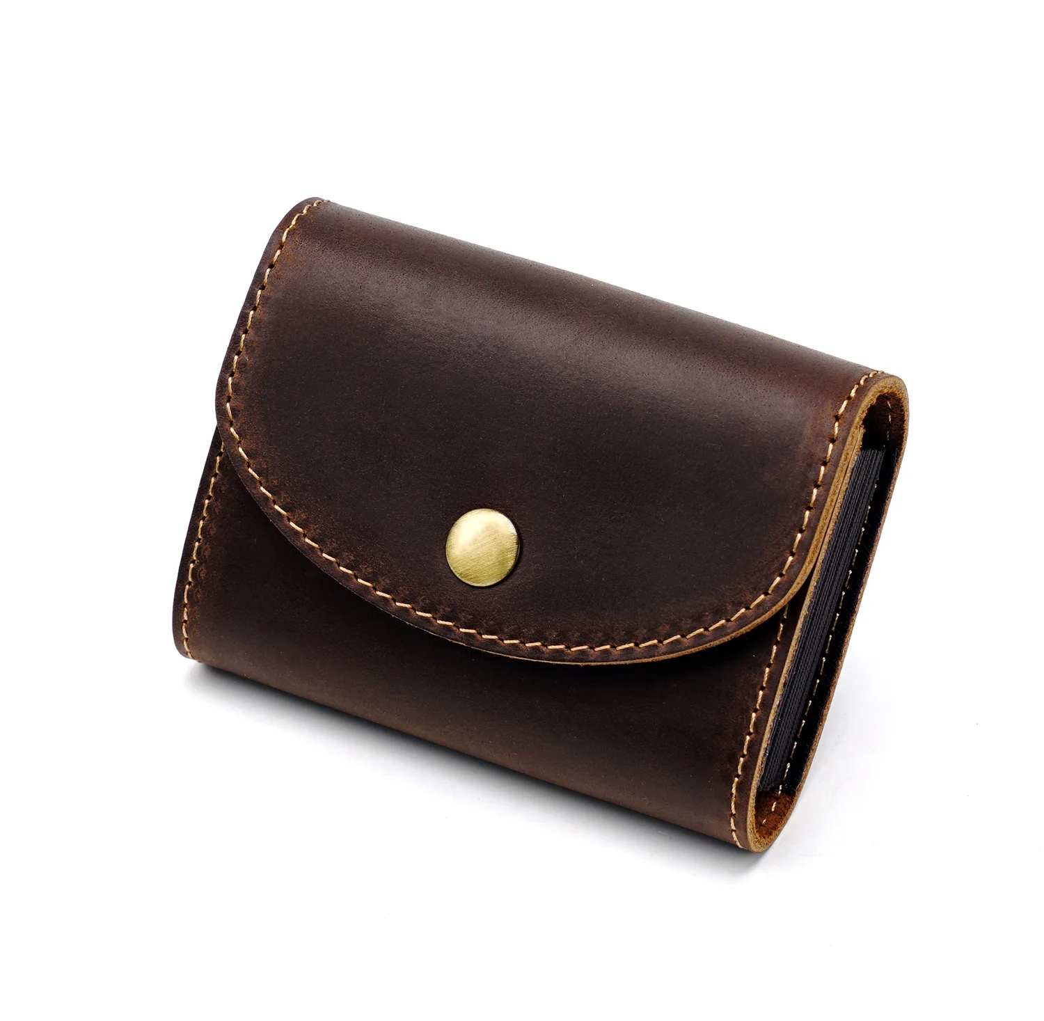 Hot Selling Genuine Cowhide Leather Coin Bag with Nylon Lining Short Mini Headphone Storage Wallet Cross-Border Foreign Trade