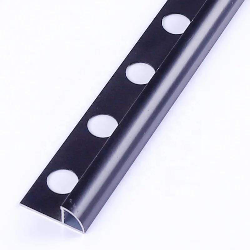 Good quality chrome surface aluminum tile edge trim round close type metal strips