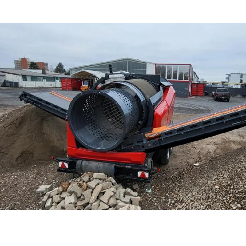 Topsoil screener rotary mobile compost trommel sifting topsoil screening plant screen drum plant