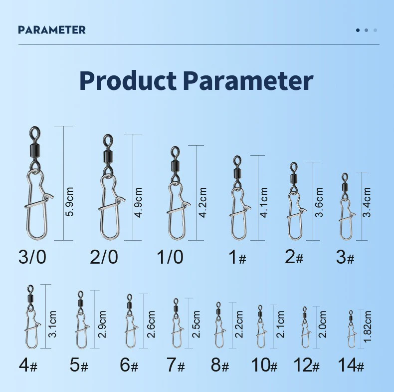 Stainless Steel Fishing Connector Pin Bearing Rolling Swivel Snap in Box Fishing Tackle Accessories For Lure Hook