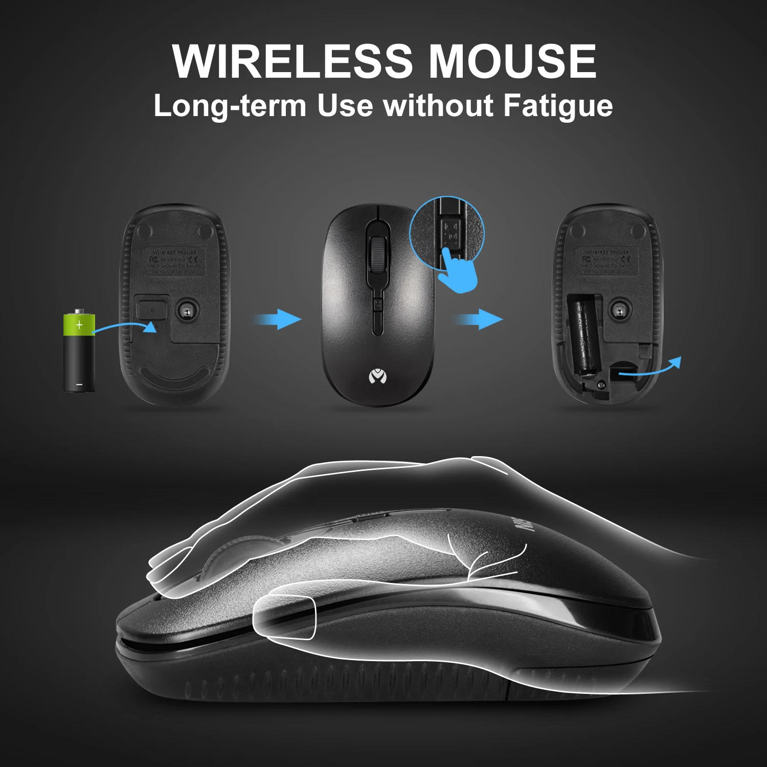 Беспроводная мышь 2,4 ГГц для ноутбука, настольного ПК, портативная мини-мышь, компьютерная мышь