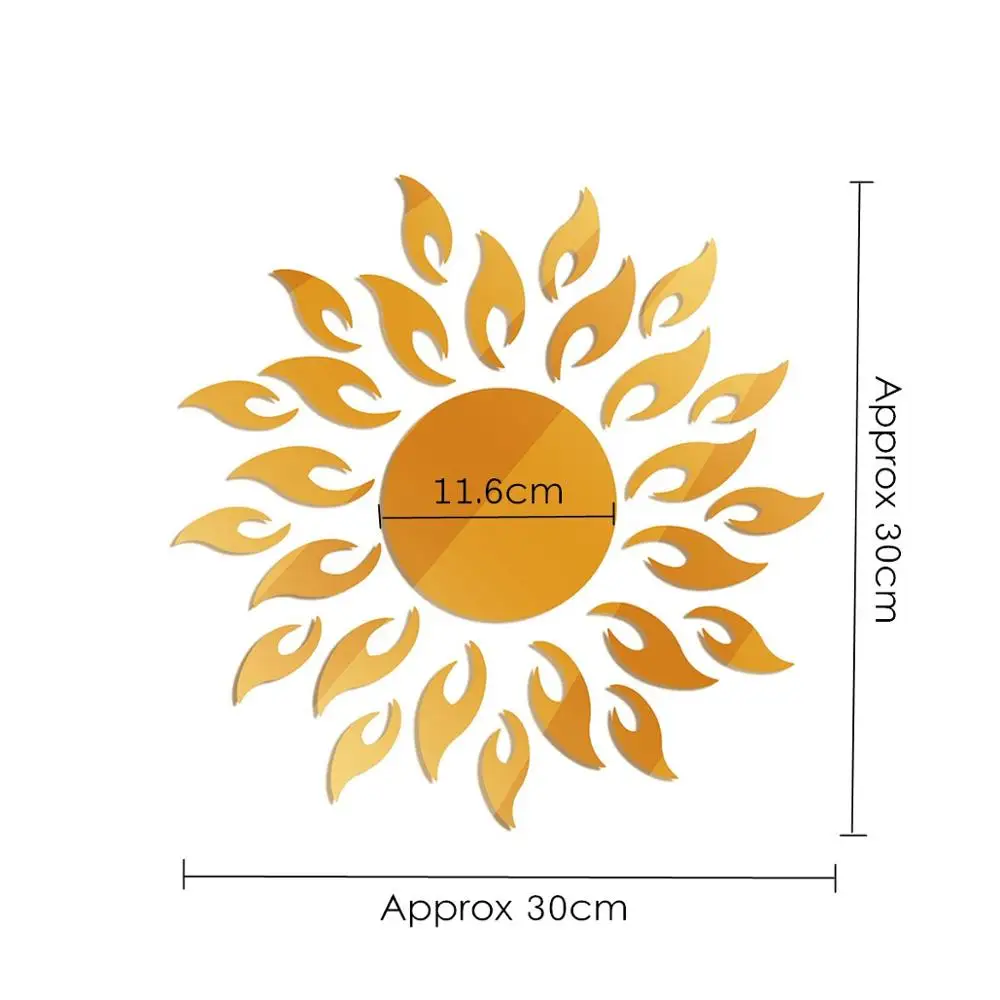 Removable 3D Sunshine Sun Flower Decorative Wall Mirror Sticker Decal Vinyl for Home Decoration DIY Mirrors Art Decor
