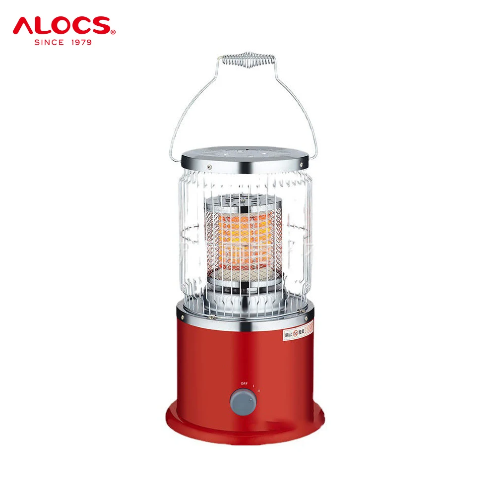 Alocs Lightweight Portable Stainless Steel Oil Heater Glass Burner Kerosene Stove Heater for Indoor Camping with Stove Bag