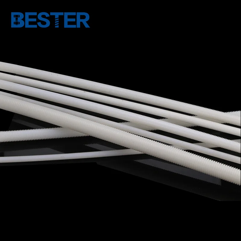 Factory low price DIN975 m9 white nylon pc plastic round threaded bar rod with fine thread