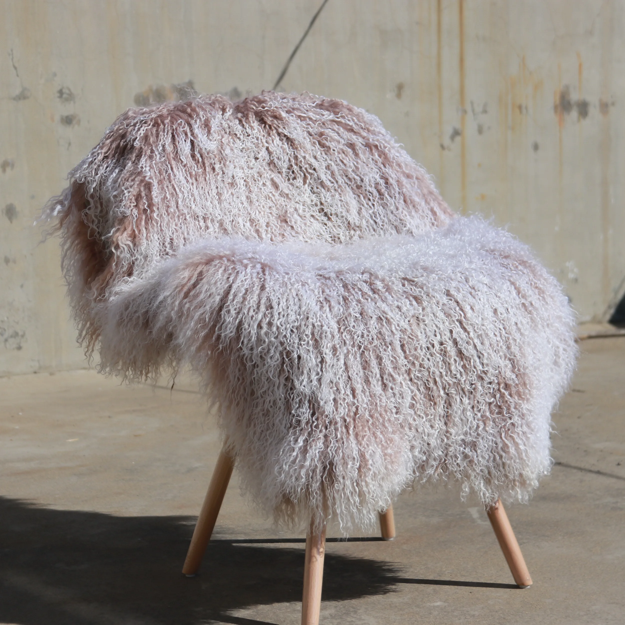 Home Upholstery Interior Design Oyster Frosted Tibetan Lamb Rug Goat Skin Blanket Sheep Plate Curly Fur