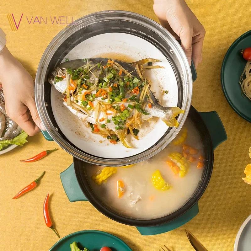 Multi stainless steel soup pot electric cooker frying pan electric skillet intelligent cooking pot preset timing cookware set