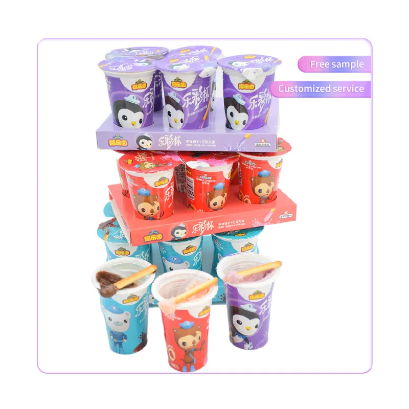OEM Cookies Chocolate Coated Biscuits Strawberry Cream Mini Lady Finger Biscuits Custom Chocolate Wafer Stick Biscuit Snack Cup