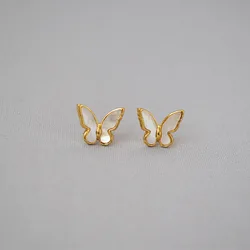 Candy Colorful Butterfly Crystal Gold Stud Earring Women Girl Minimalist French Acrylic Small Hoop Earring Summer Animal Jewelry