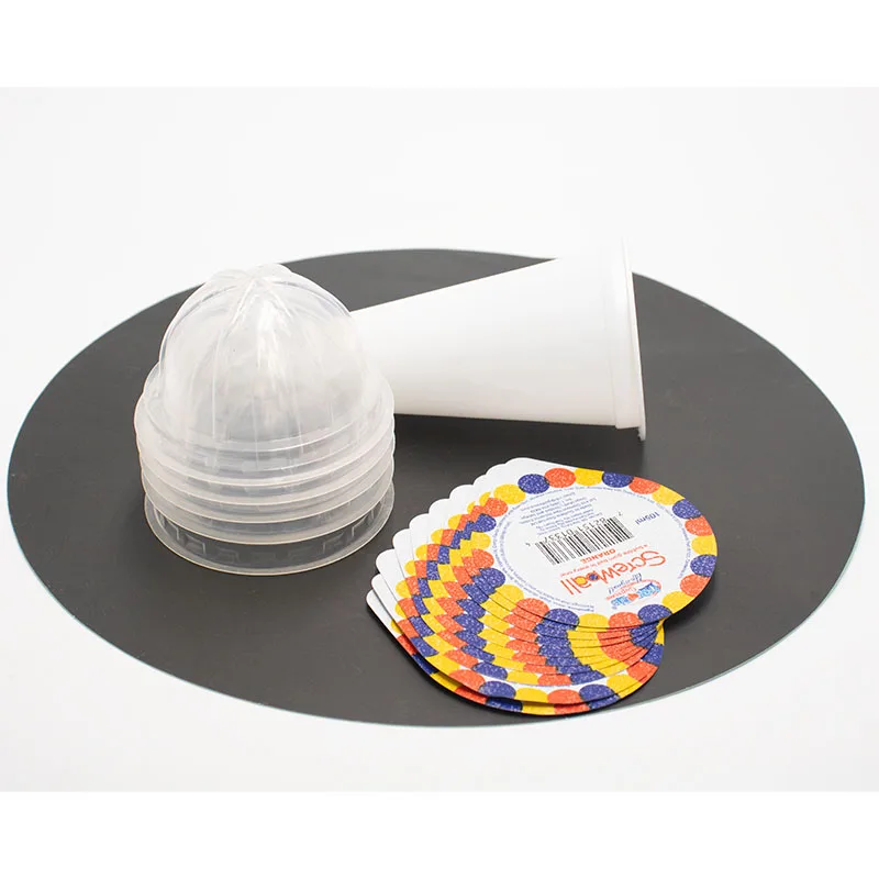 custom logo  round cup white  plastic ice cream cone with transparent lids