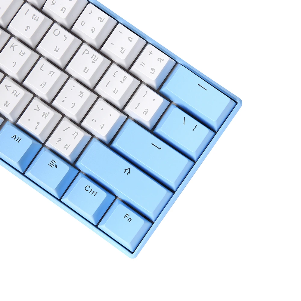 wholesale 61 keys programmable mechanical keyboard diy Thai language transparent keycaps hot swap blue keys thai gaming keyboard