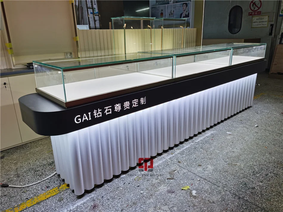 Stainless Steel Glass Display Cabinet Shopping Mall High end Jewelry Kiosk Display Showcase Custom