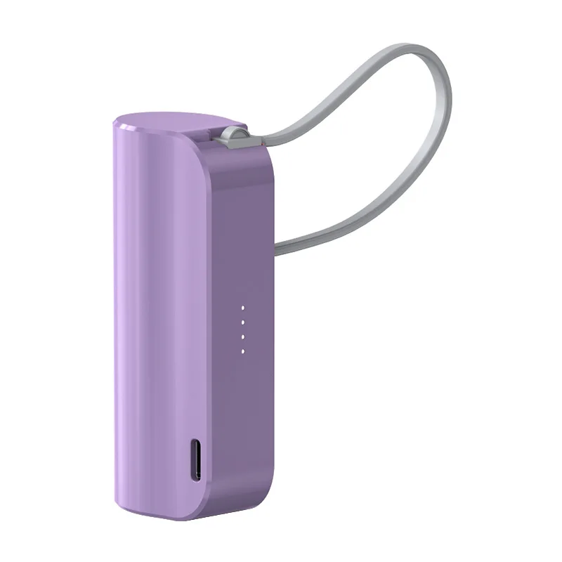 Mini Promotional Gift Rechargeable Capsule 5000Mah Portable Power Bank Built-In Cable For Iphone 14 Samsung S22 Xiaomi 12S