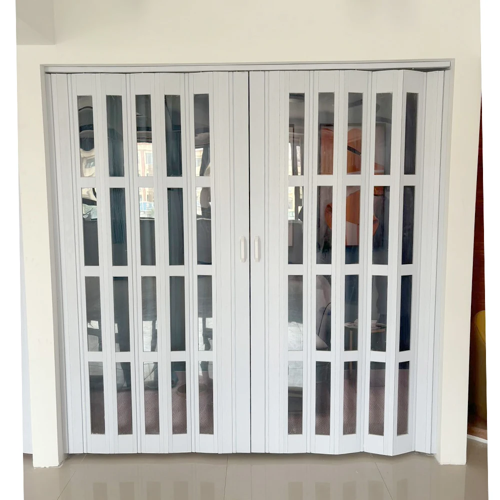 China Soundproof Upvc Folding Doors And Windows For Bathroom PVC Accordion Folding Sliding Doors