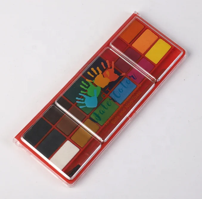 18pcs solid water color paint cake with brush  1.2X2.3cm  square shape water color paint