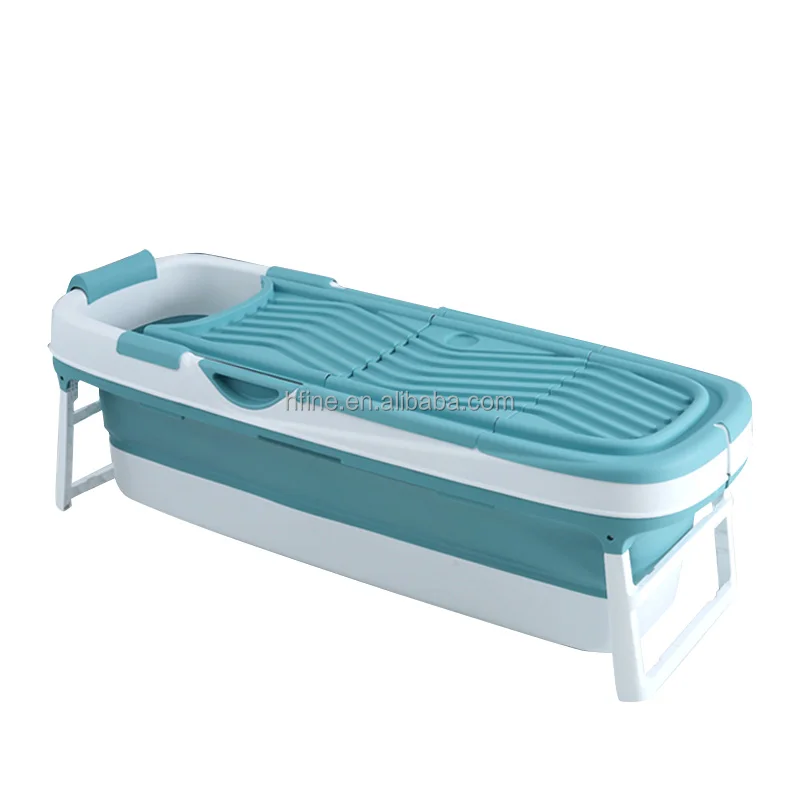 158CM Extended portable bathtub for adult, folding plastic bathtub adult with massage base and cover