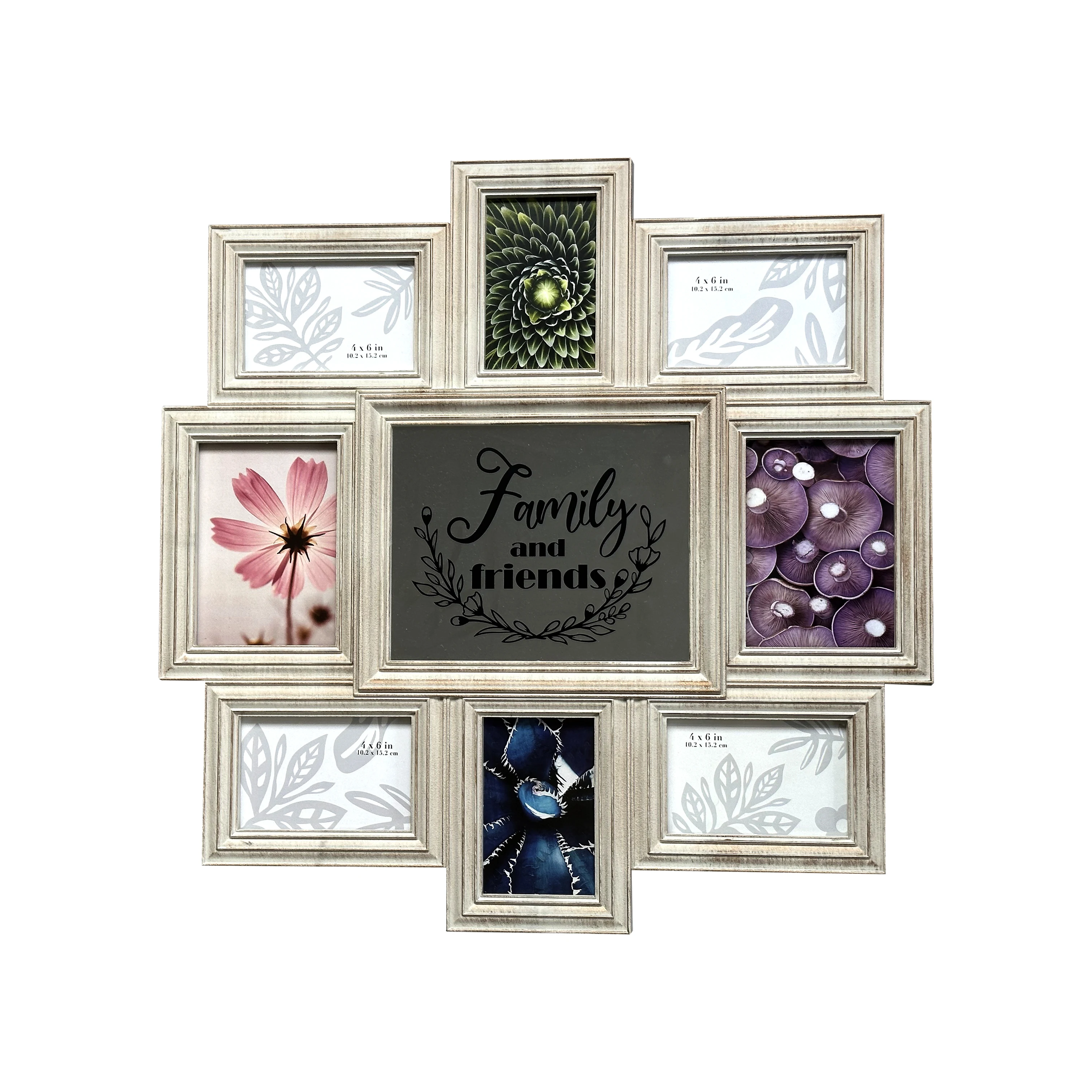 Family Hot Sale New Design 8 opening collage with mirror plastic (pp) photo frame  for wall decoration Picture frame