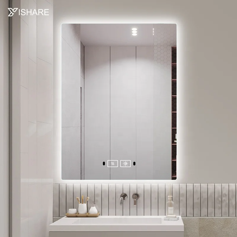 Yishare  Factory Direct Sale Minimalist Indoor Decoration  Wall Mounted Shower Mirror Illuminated LED Smart Mirror Bathroom
