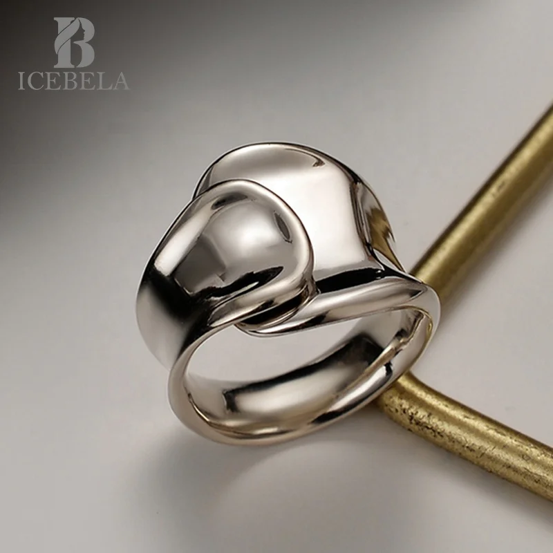 ICEBELA Dainty 925 Silver Fine Jewelry Simple Custom Adjustable Wholesale Price Sterling Silver Vintage Minimalist Ring