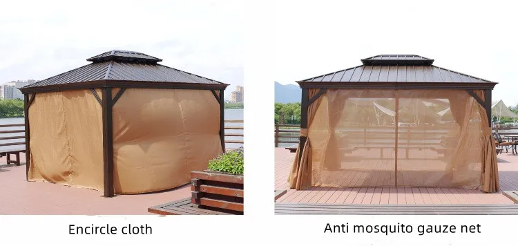 Modern Garden Waterproof roof gazebo sunshade customized 3.65*6m gazebos outdoor aluminum luxury pavilion