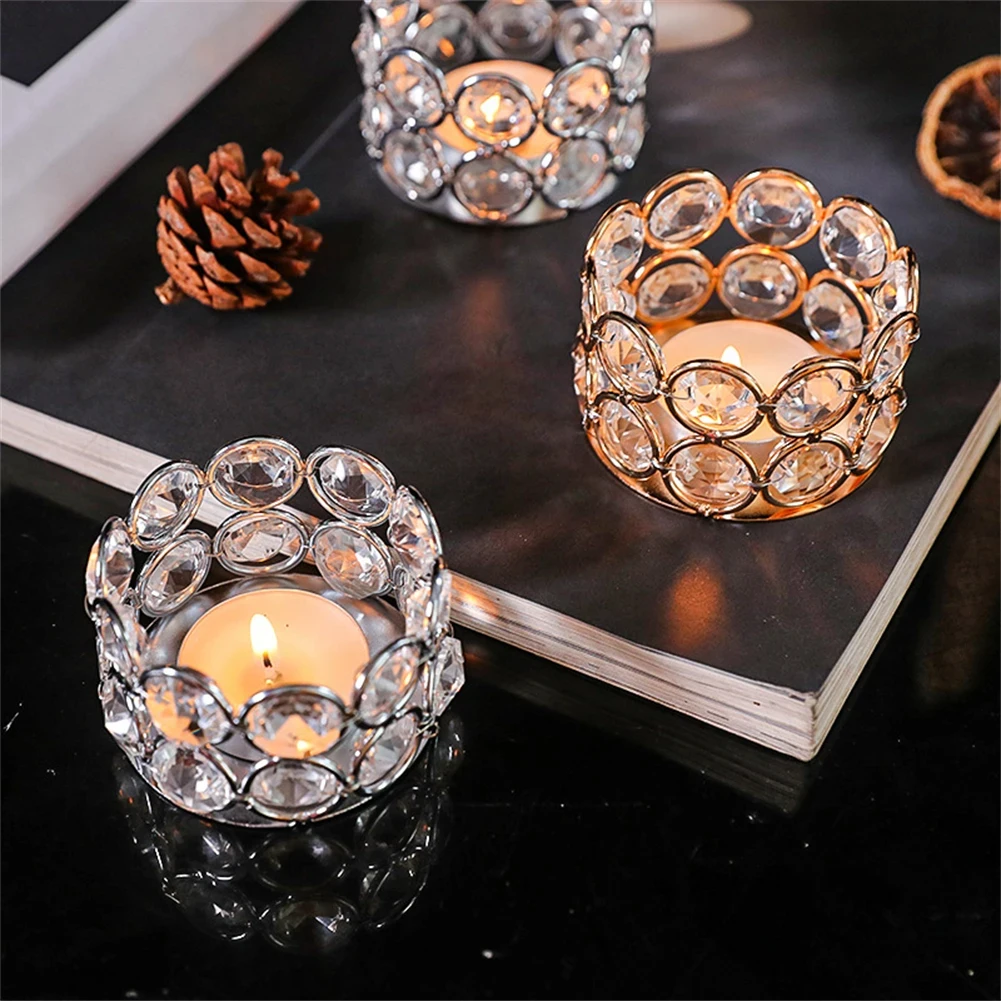 Honor of crystal Gold Silver Crystal Tealight Candle Candlesticks For Xmas Party Wedding Decor