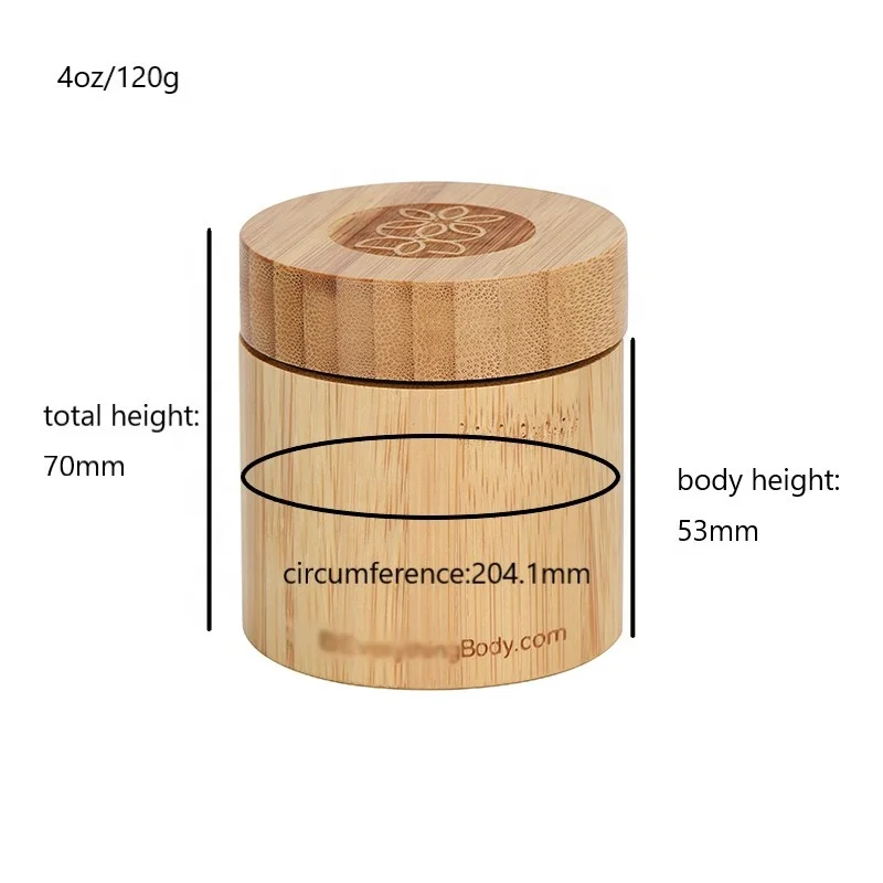 Custom Logo Eco Friendly 4oz Bamboo Jar Empty Cosmetic Jars 120g Full Bamboo Cream Jar With PET Inner